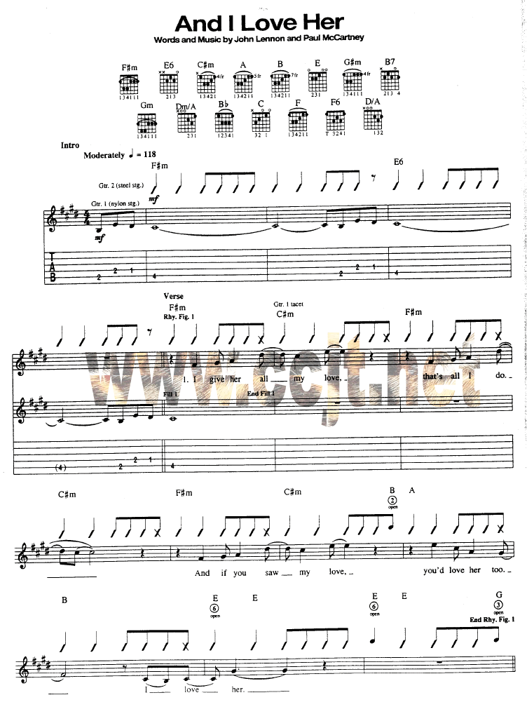 And_I_Love_Her|吉他谱|图片谱|高清|Beatles|披头士